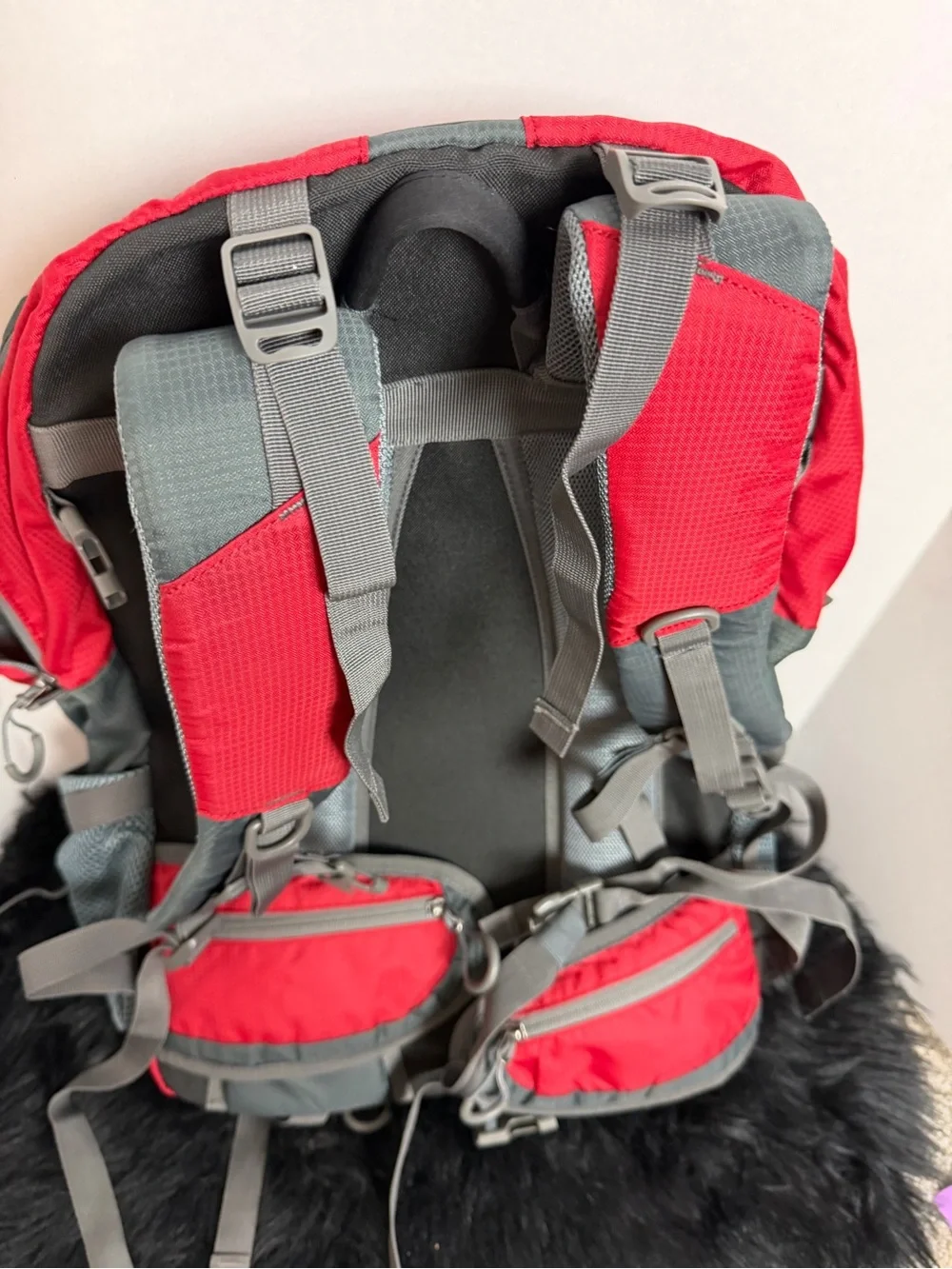 OutdoorMaster 50L Red and Gray Hiking Backpack